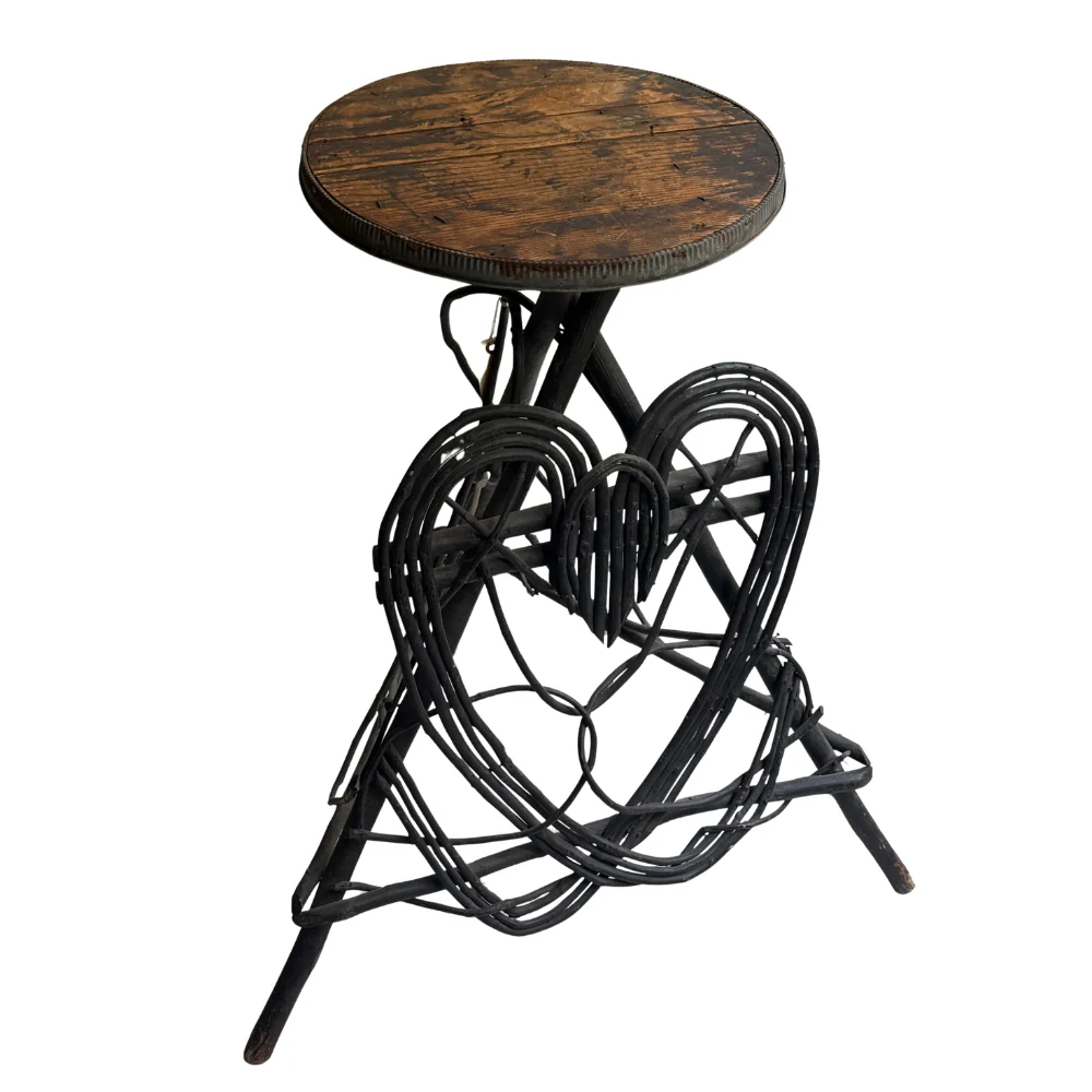 Early 20th-Century American Folk Art Heart-Shaped Twig Table