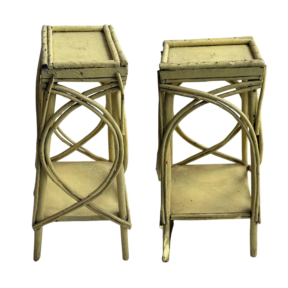 Early 20th-Century American Folk Yellow Painted Twig Table - Image 2