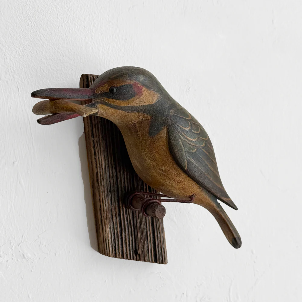 Early 20th-century Black Forest Carved Bird with Fish (BFB-04)