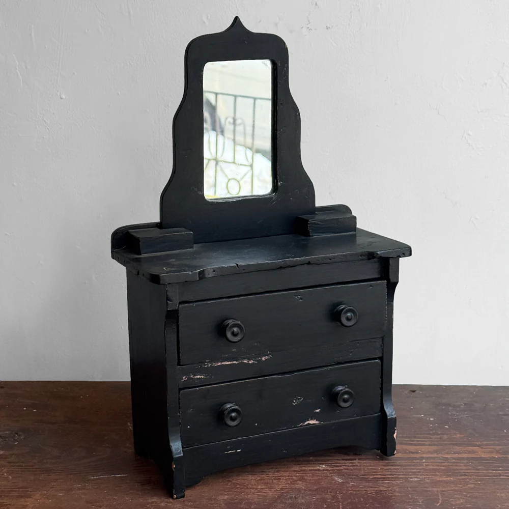 Early 20th-century Black Painted Miniature Doll's Chest