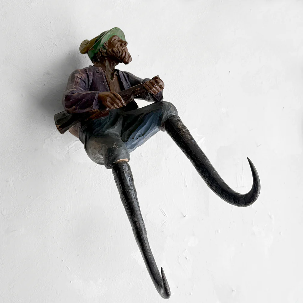 Early 20th-century Carved Alpine Hunter Decorative Coat Hook (#6) - Image 4