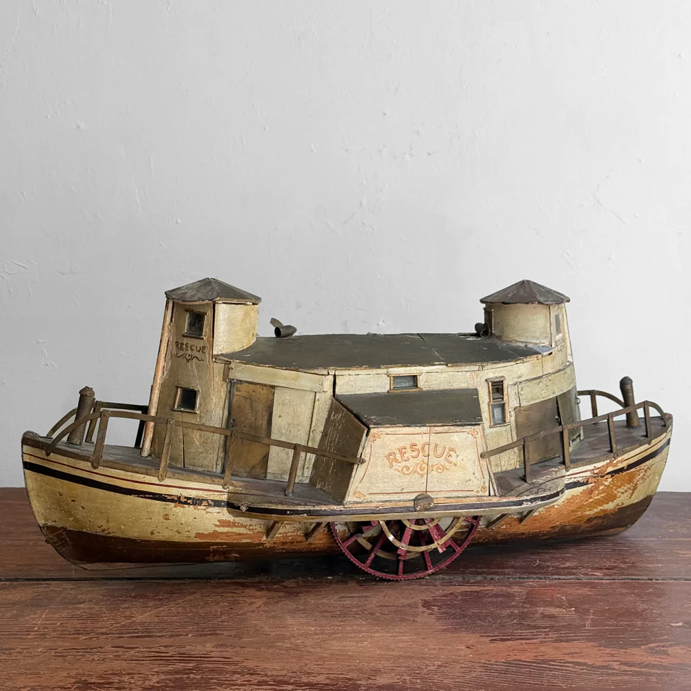 Early 20th-century Paddle Steamer Rescue Boat Model