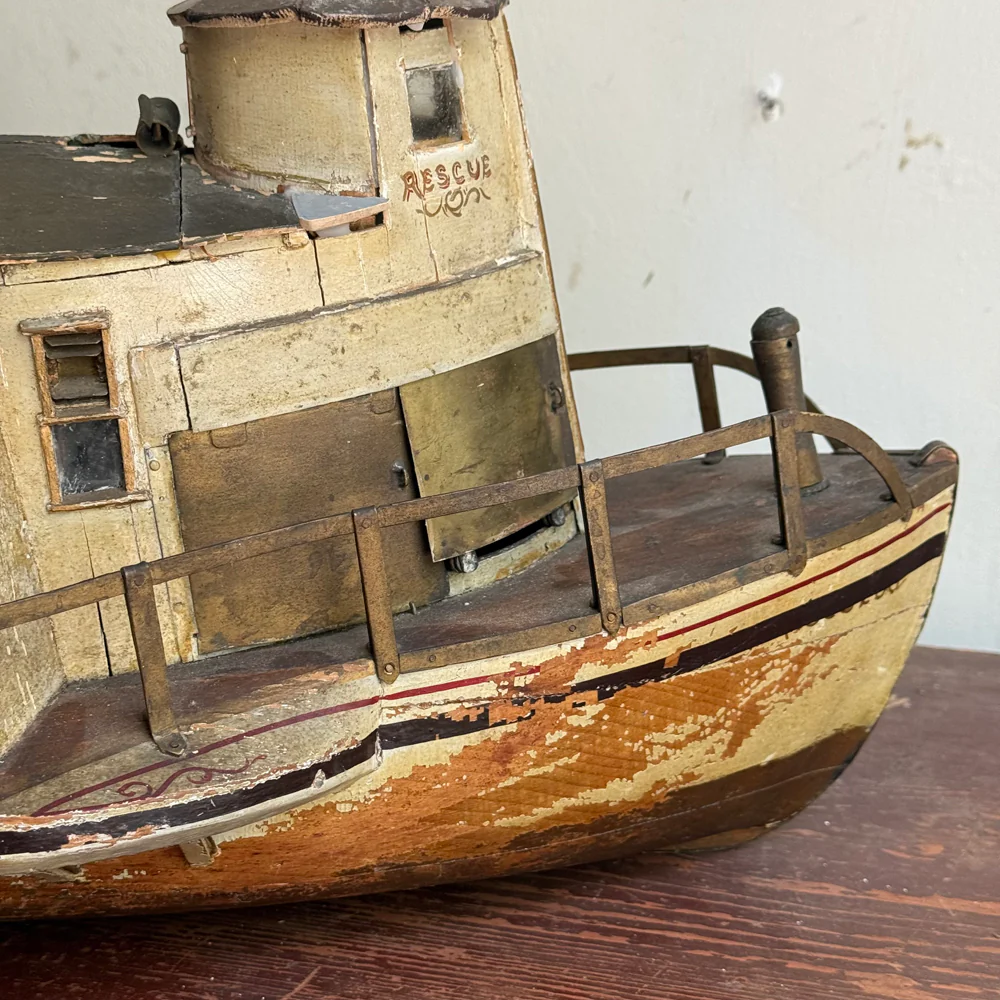 Early 20th-century Paddle Steamer Rescue Boat Model - Image 3