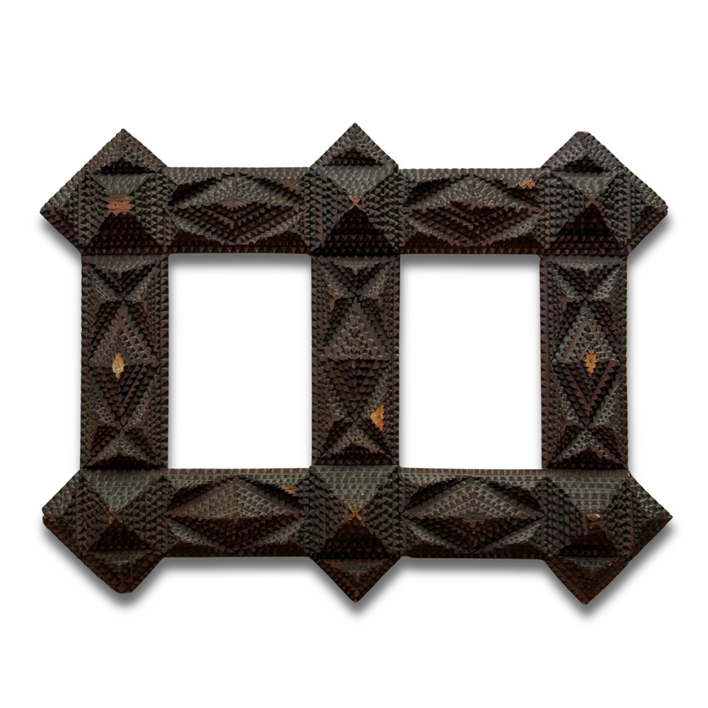 Early 20th-century Double Tramp Art Frame