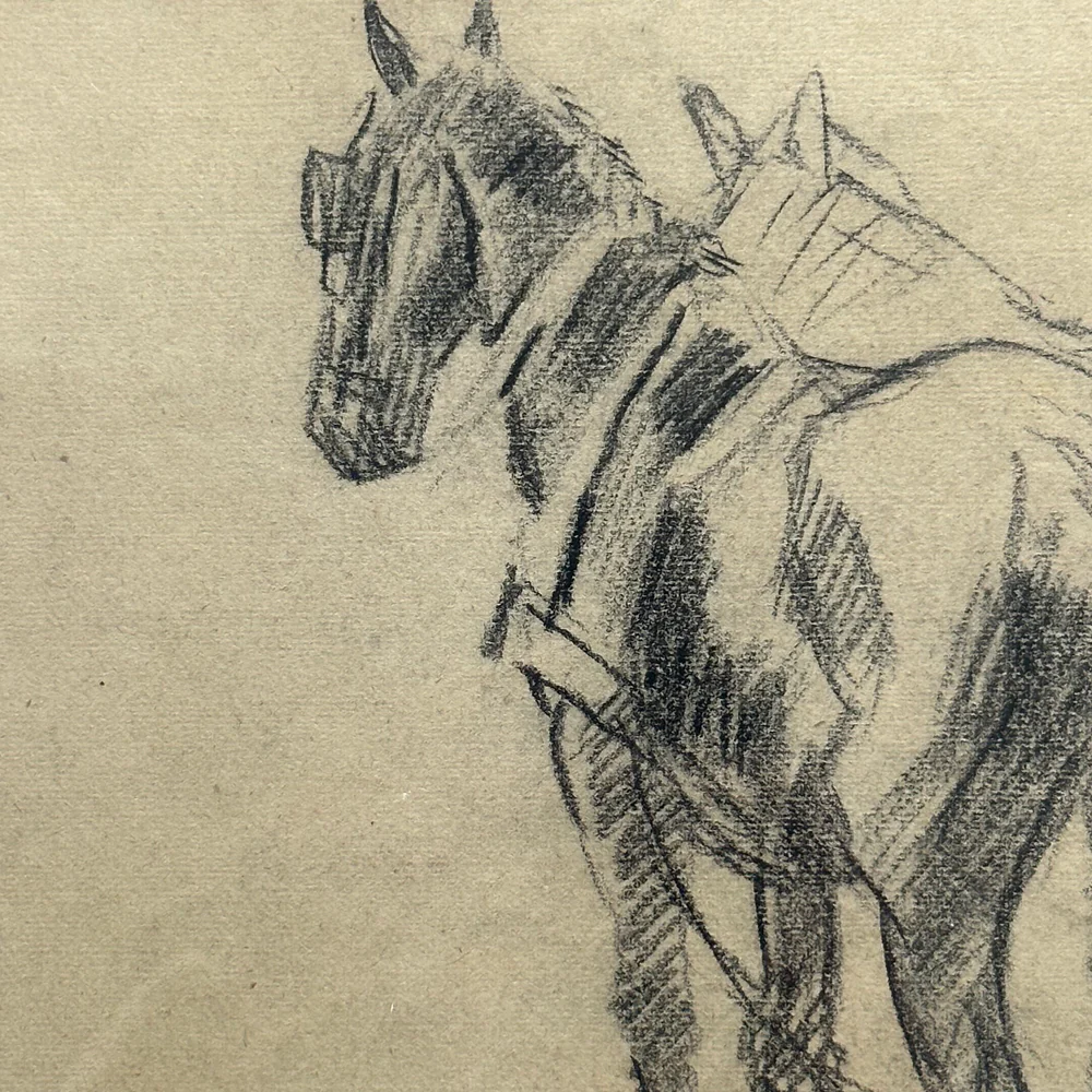 Evert Rabbers Framed Early 20th-century Horse Pastel Drawing #57 - Image 2