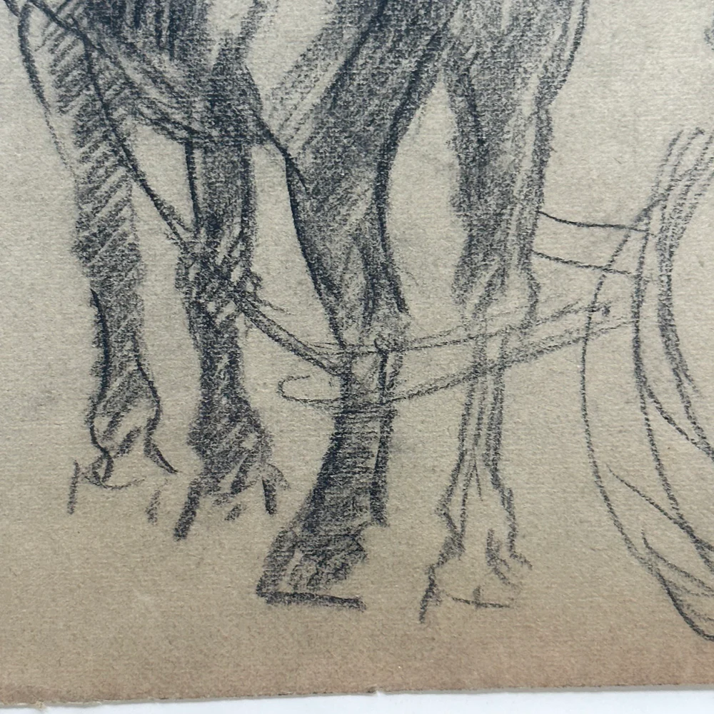 Evert Rabbers Framed Early 20th-century Horse Pastel Drawing #57 - Image 3