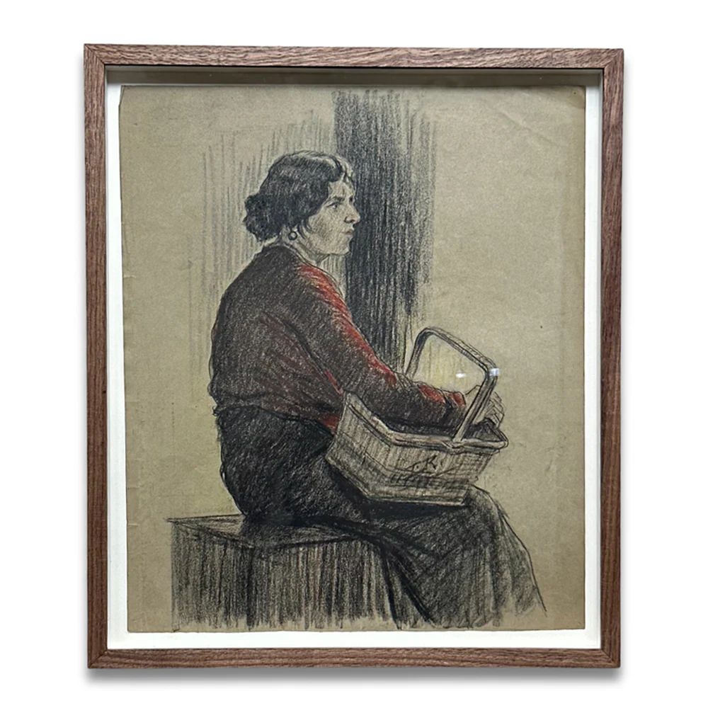 Evert Rabbers Framed Early 20th-century Portrait Pastel Drawing #03