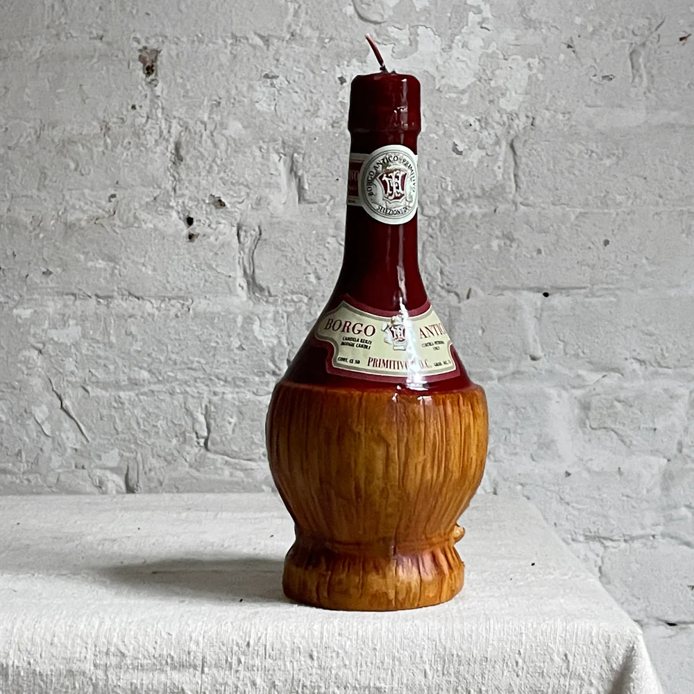 Fiaschetto Vino Red Chianti Wine Basket Bottle Candle