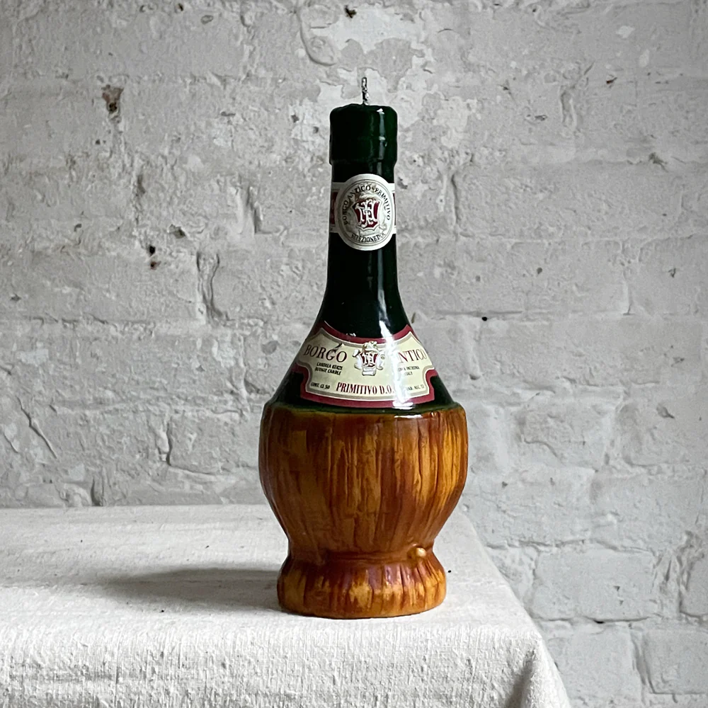 Fiaschetto Vino White Wine Basket Bottle Candle