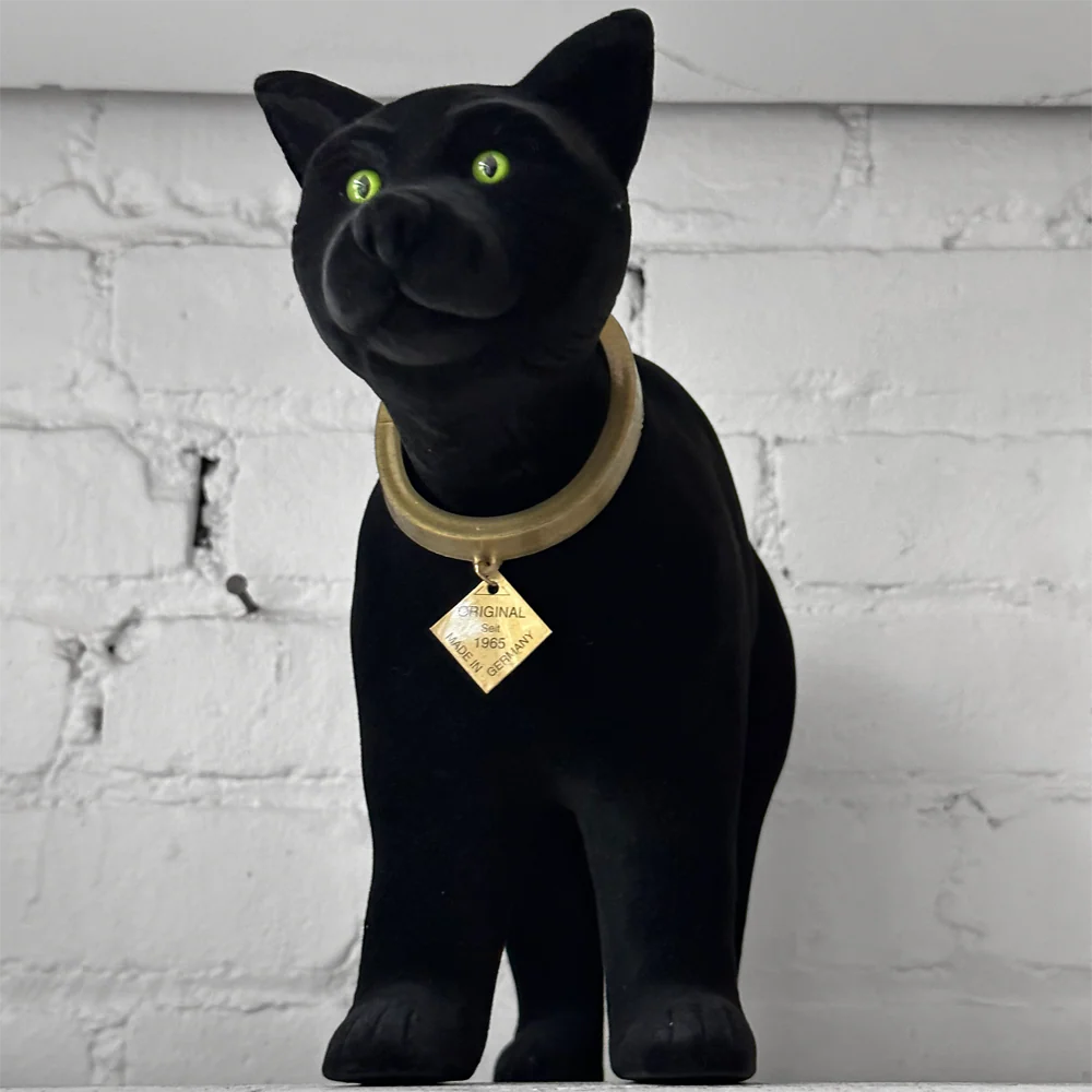 Flocked Black Bobble Head Black Cat - Image 4