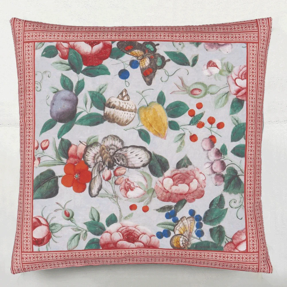 Flower Fan Sky Blue Cushion