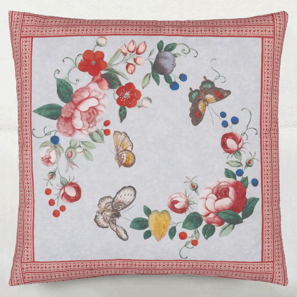 Flower Fan Sky Blue Cushion - Image 2