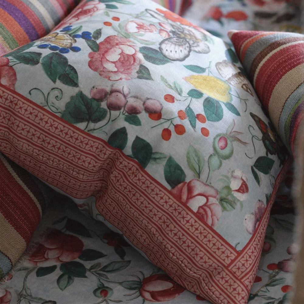 Flower Fan Sky Blue Cushion - Image 3