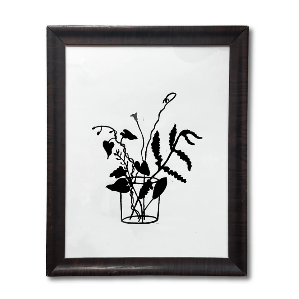 "Flowers in a Glass Tumbler" in a Vintage Frame