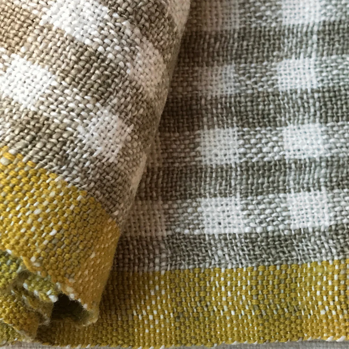 Gingham Tea Towel in Natural & Dijon - Image 2