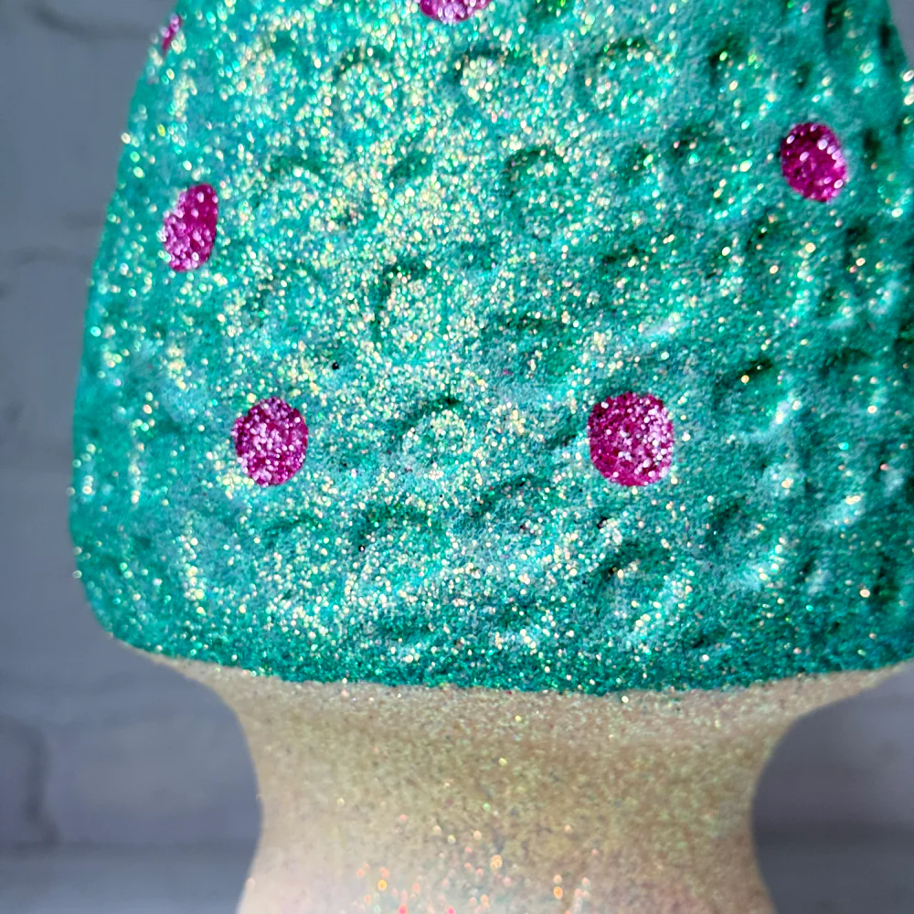 Glitter Morel Mushroom in Mint with Few Pink Dots - Image 2