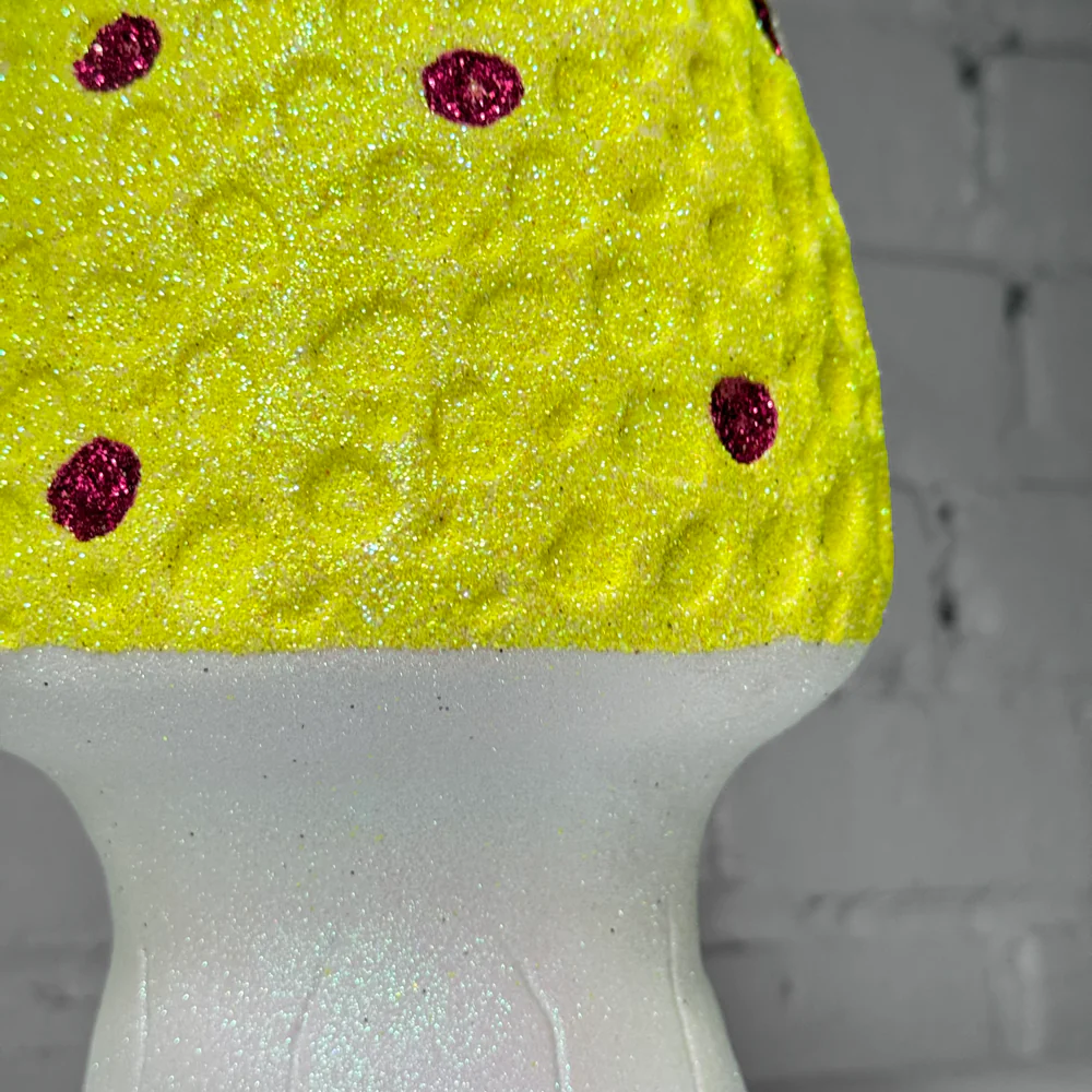 Glitter Morel Mushroom in Neon with Few Burgundy Dots - Image 2