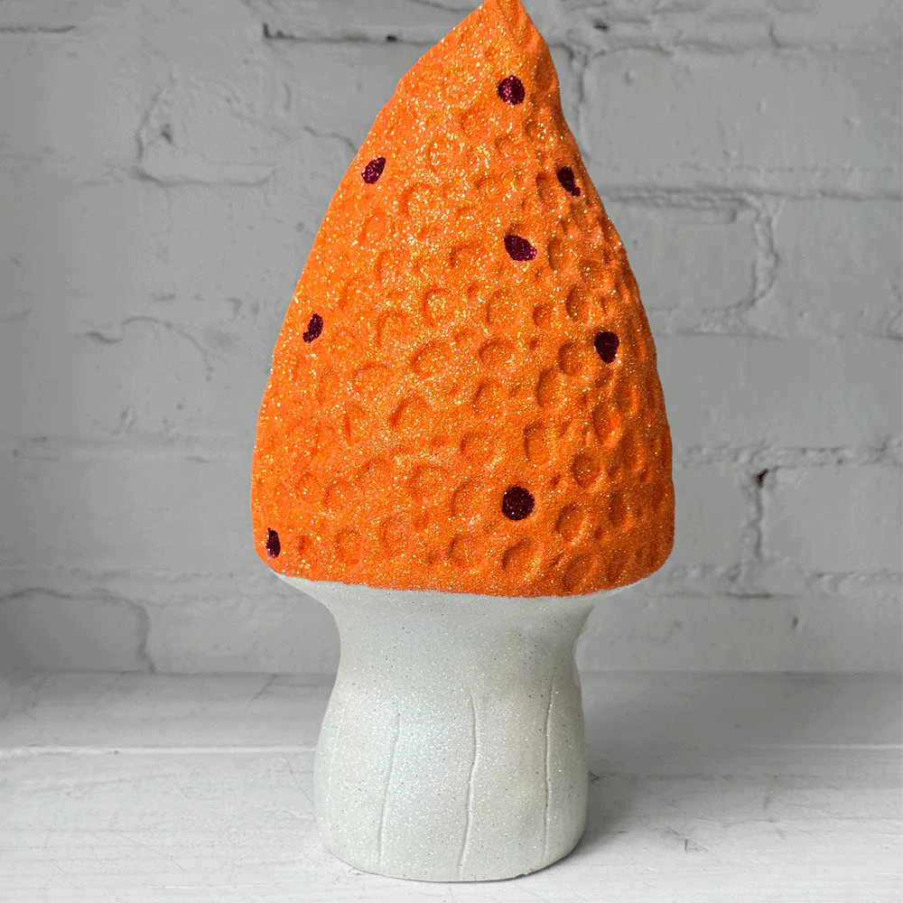 Glitter Morel Mushroom in Orange with Few Red Dots
