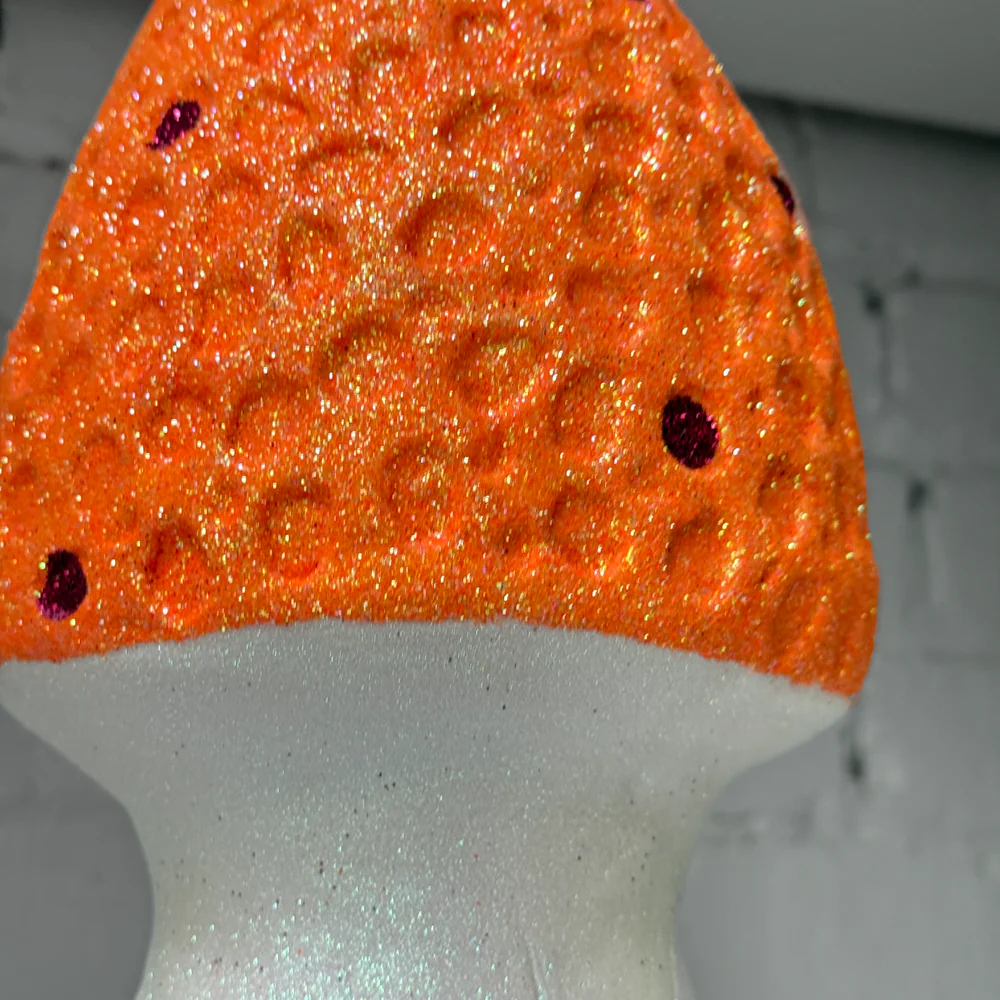 Glitter Morel Mushroom in Orange with Few Red Dots - Image 2
