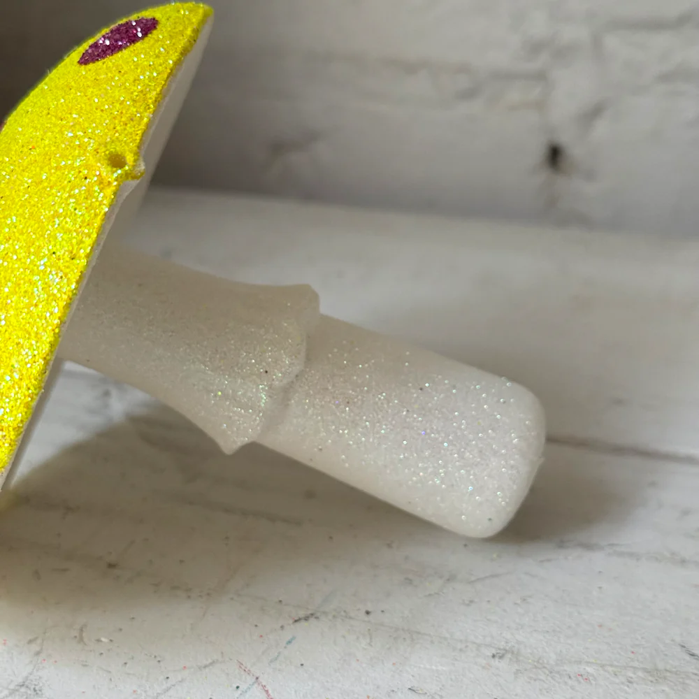 Glitter Mushroom Ornament in Yellow & Pink - Image 2