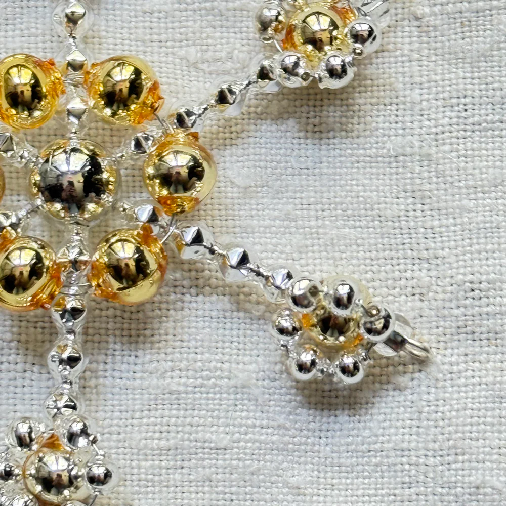 Gold & Silver Beaded Snowflake Ornament - Image 2