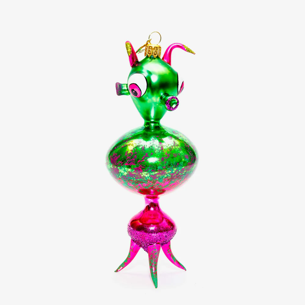 Green & Pink Alien Ornament