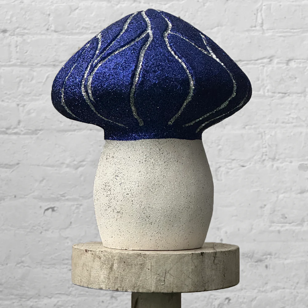 Grooved Glitter Mushroom in Blue & Silver