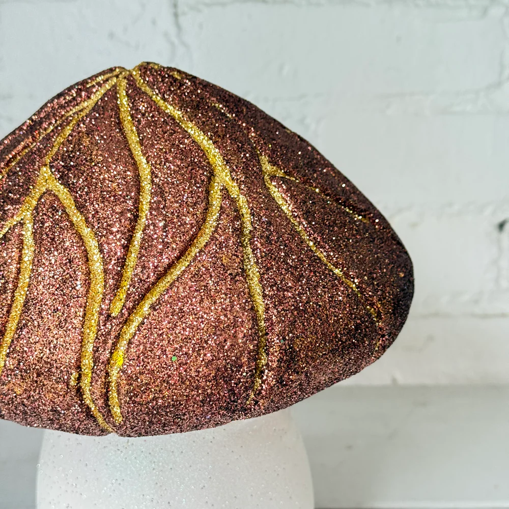 Grooved Glitter Mushroom in Brown & Gold - Image 2