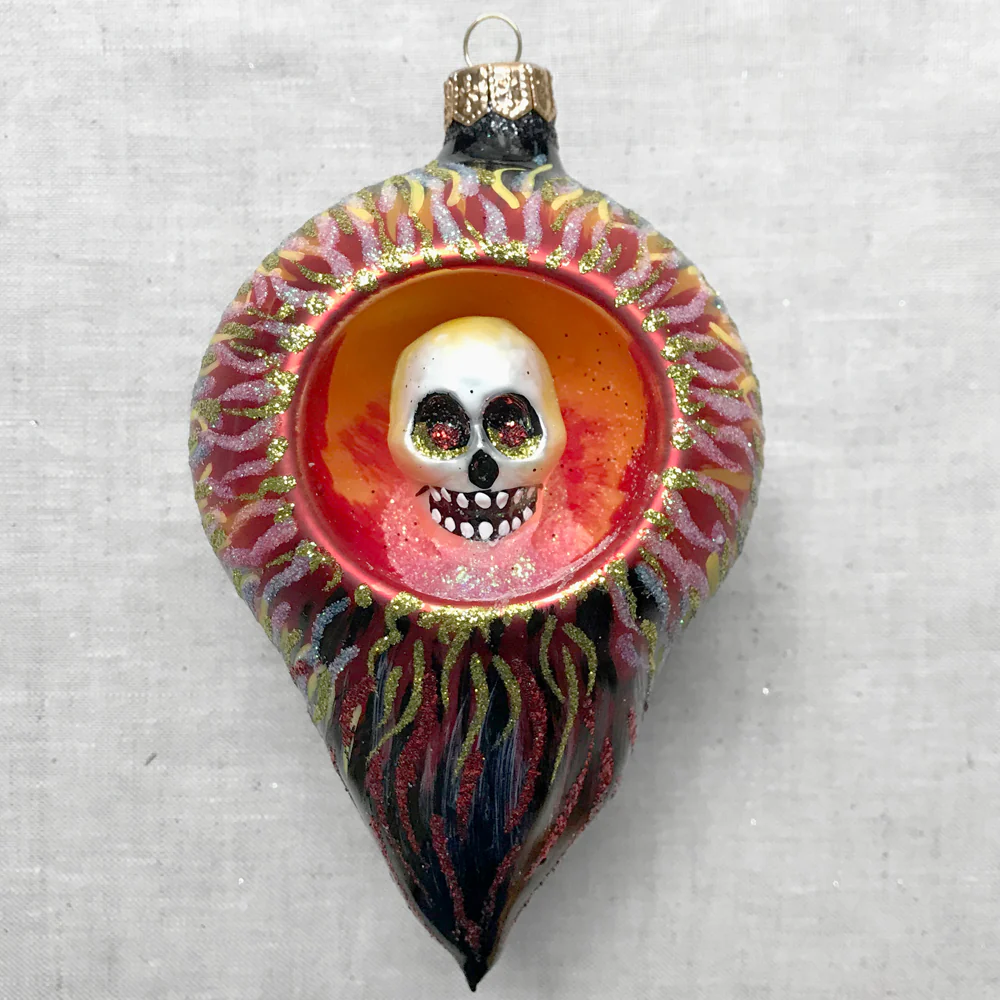Flaming Skull Drop Ornament - Image 2