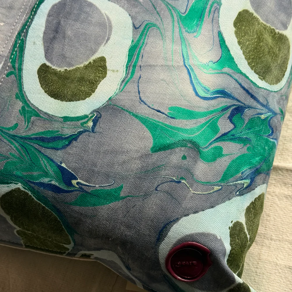 Hand Marbled One-of-a-Kind Pillow (26-03) - Image 3