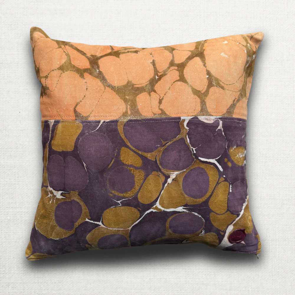 Hand Marbled One-of-a-Kind Pillow (26-08) - Image 2