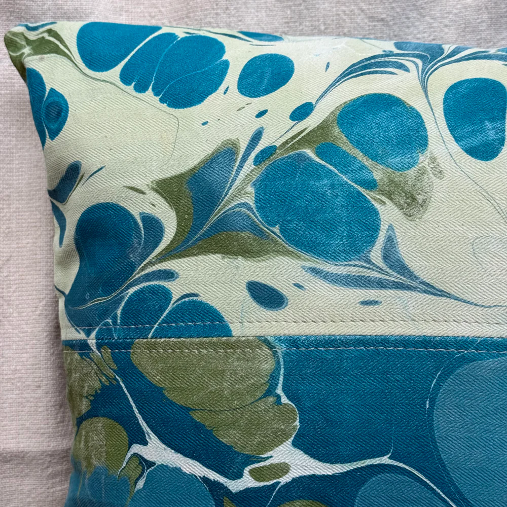 Hand Marbled One-of-a-Kind Pillow (26-12) - Image 4