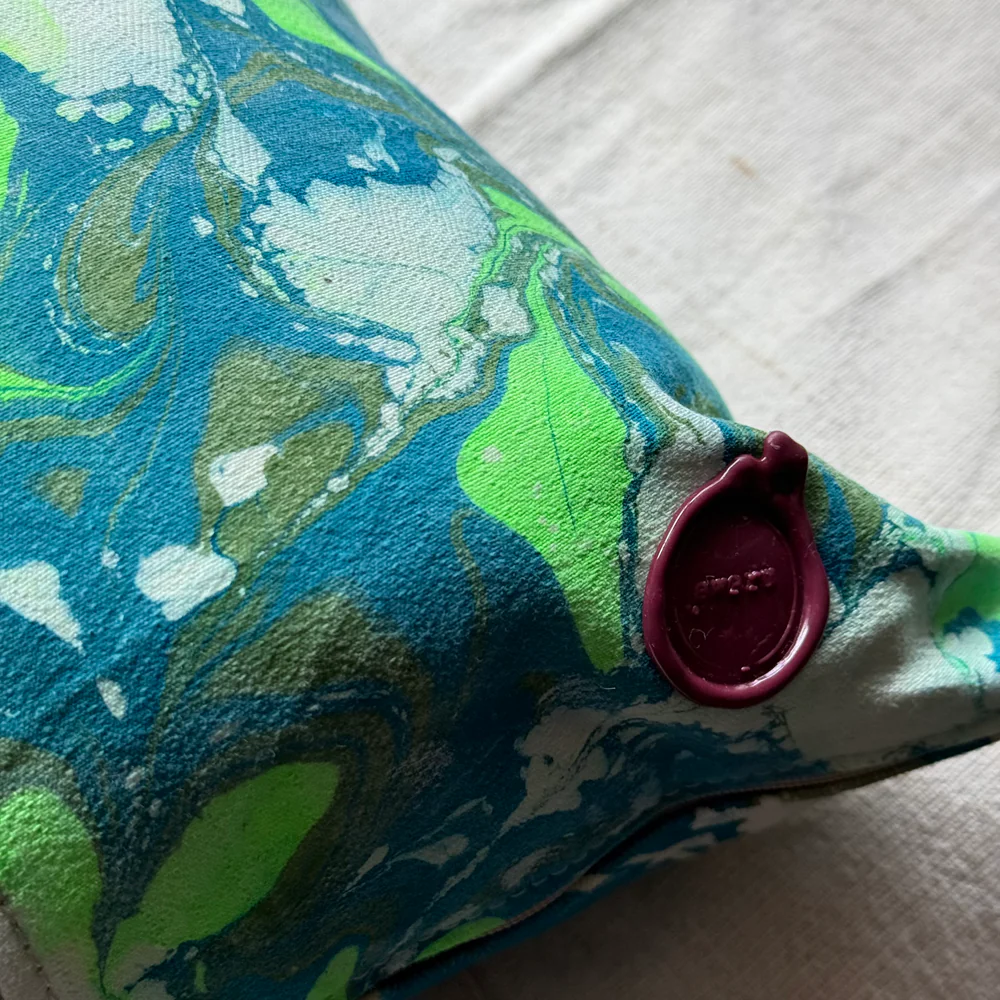 Hand Marbled One-of-a-Kind Pillow (26-21) - Image 3