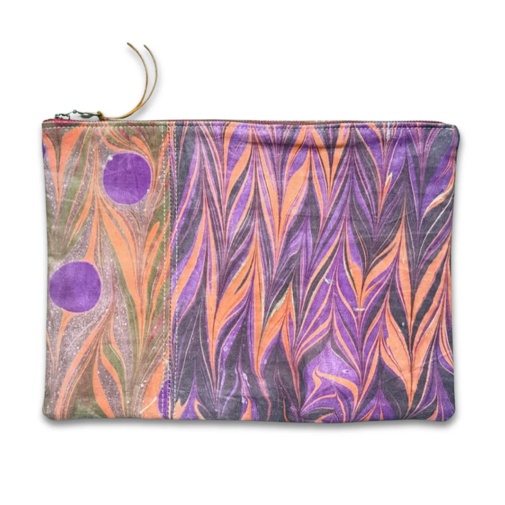 Hand Marbled One-of-a-Kind Zipper Pouch (#P01) - Image 2