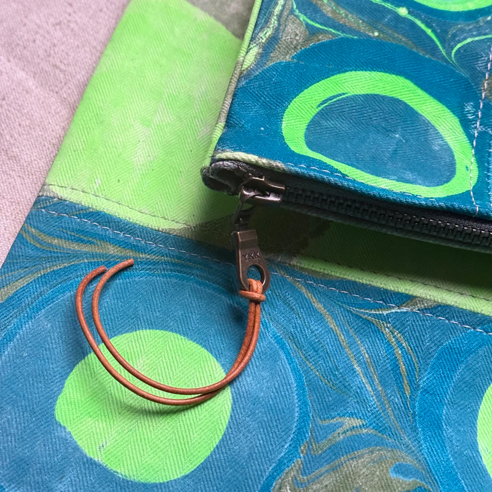 Hand Marbled One-of-a-Kind Zipper Pouch (#P04) - Image 3