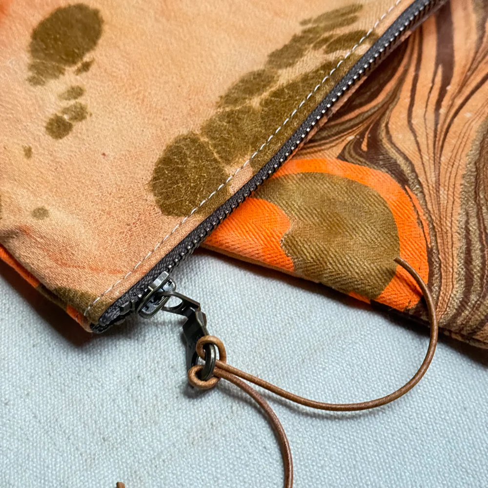 Hand Marbled One-of-a-Kind Zipper Pouch (#P19) - Image 4