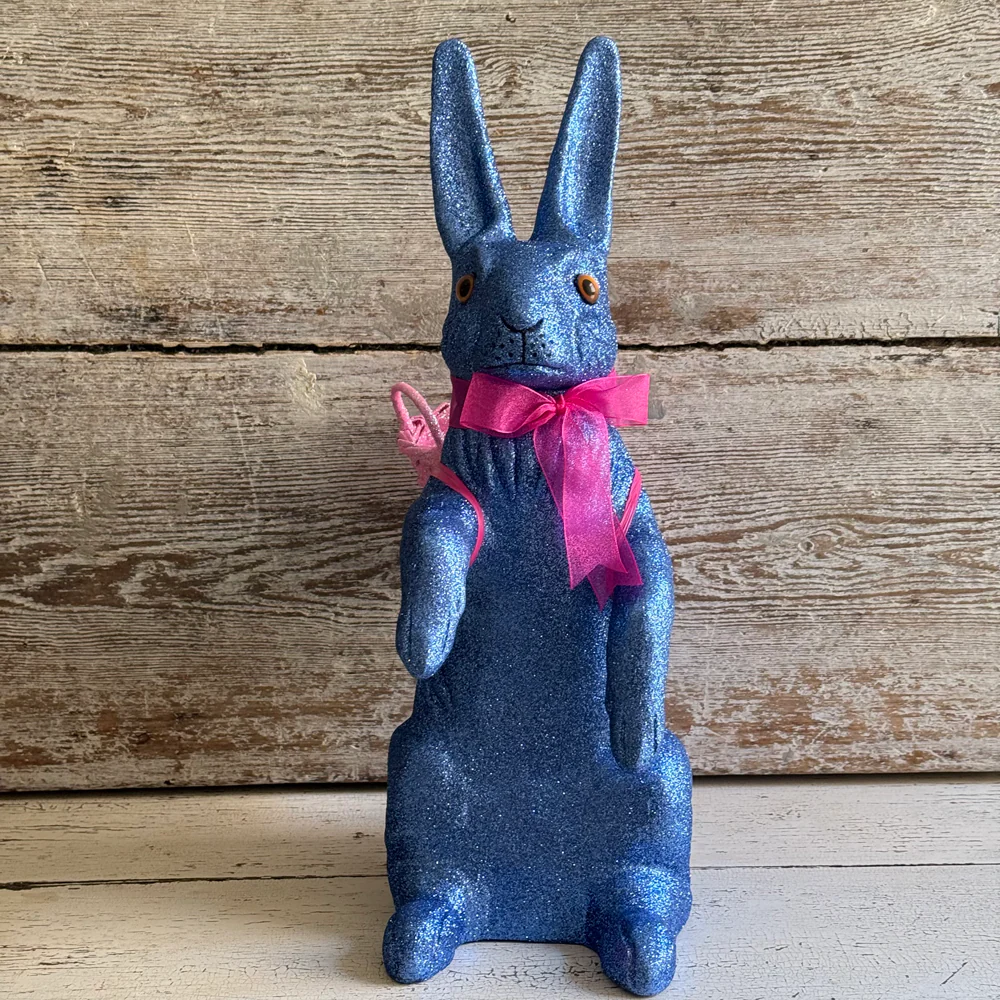 Ino Schaller Extra-Large Glitter Bunny with Bow and Basket in Navy - Image 2