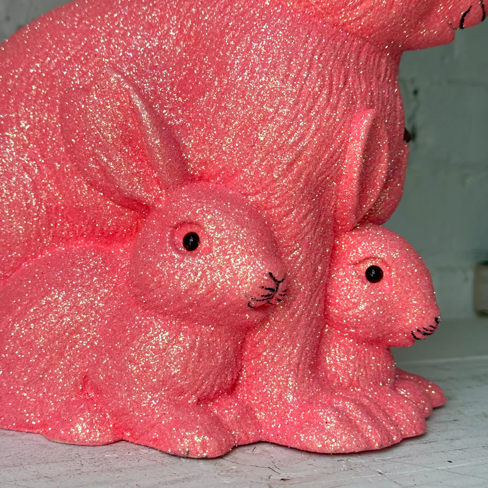Ino Schaller Large Glitter Bunny Family in Pink - Image 2