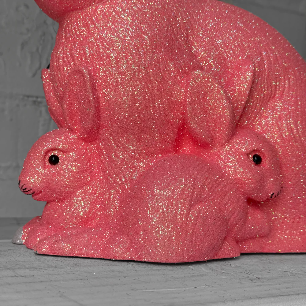 Ino Schaller Large Glitter Bunny Family in Pink - Image 4