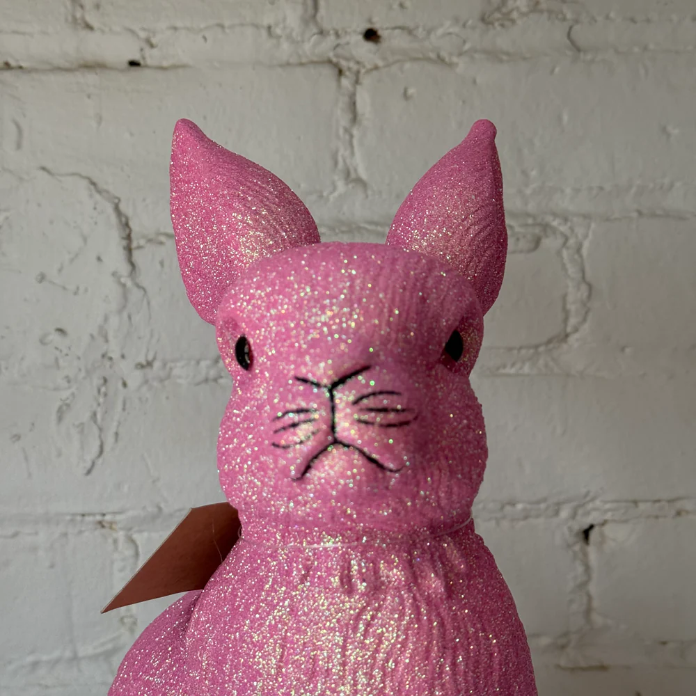 Ino Schaller Large Glitter Sitting Bunny in Rose - Image 3