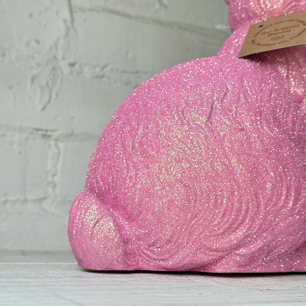 Ino Schaller Large Glitter Sitting Bunny in Rose - Image 4