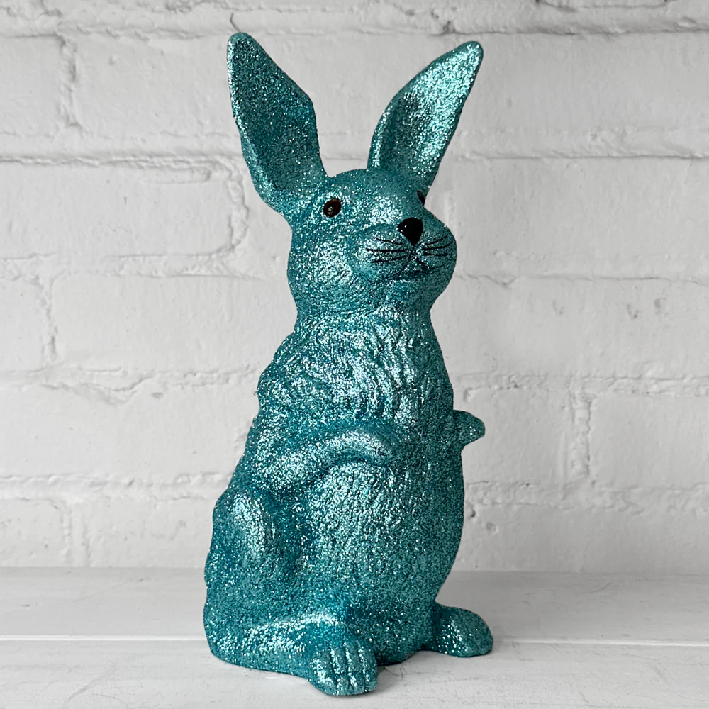Ino Schaller Large Standing Glitter Bunny in Dark Blue