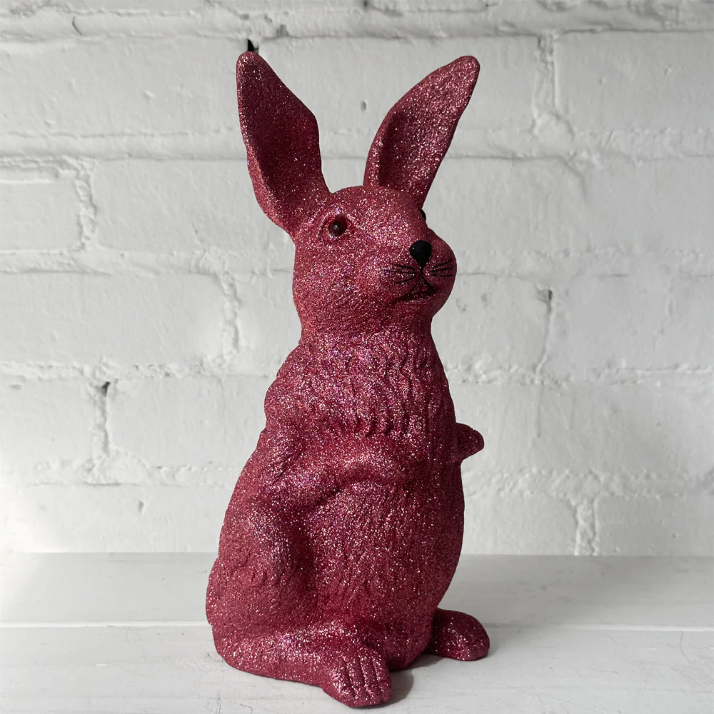 Ino Schaller Large Standing Glitter Bunny in Dark Pink