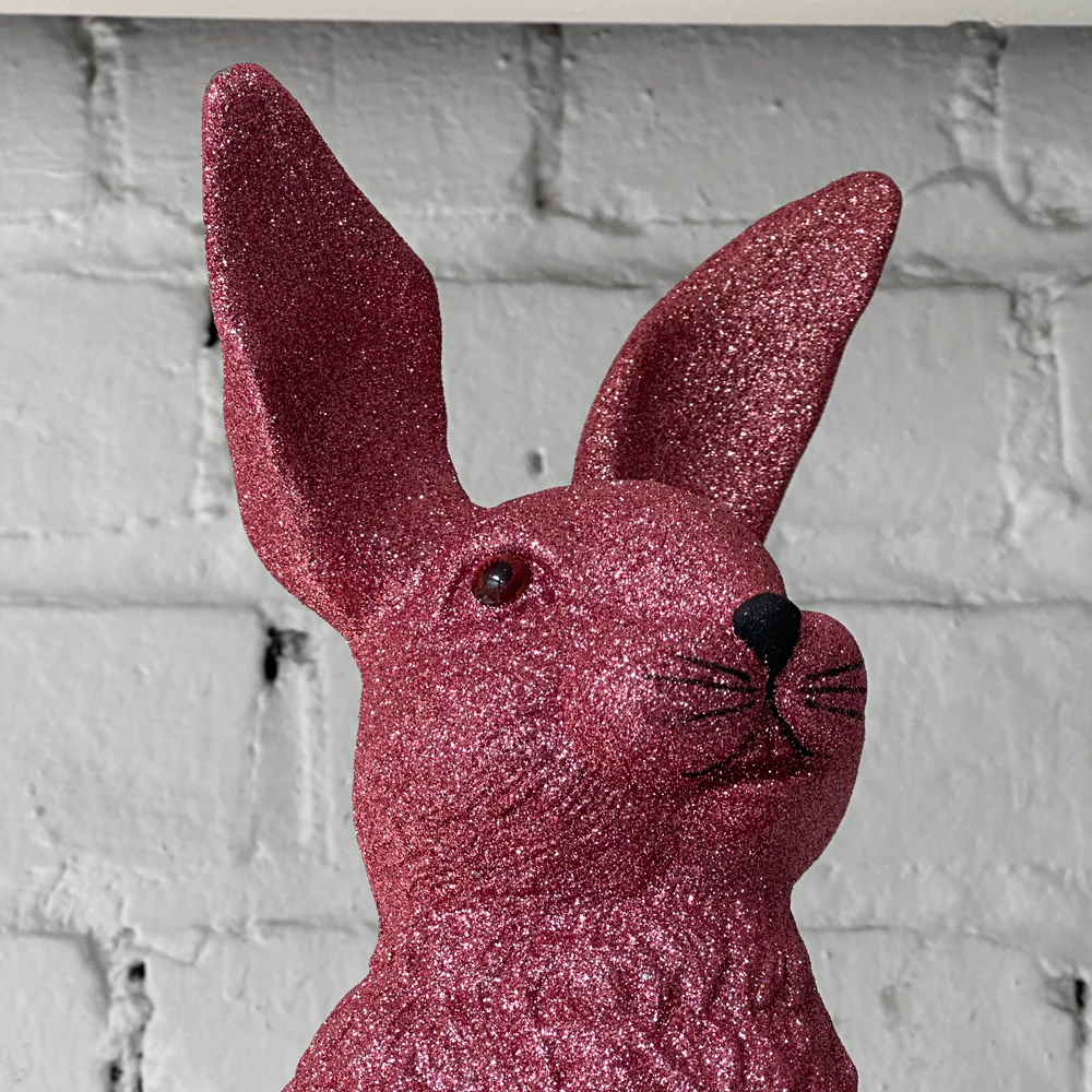 Ino Schaller Large Standing Glitter Bunny in Dark Pink - Image 2