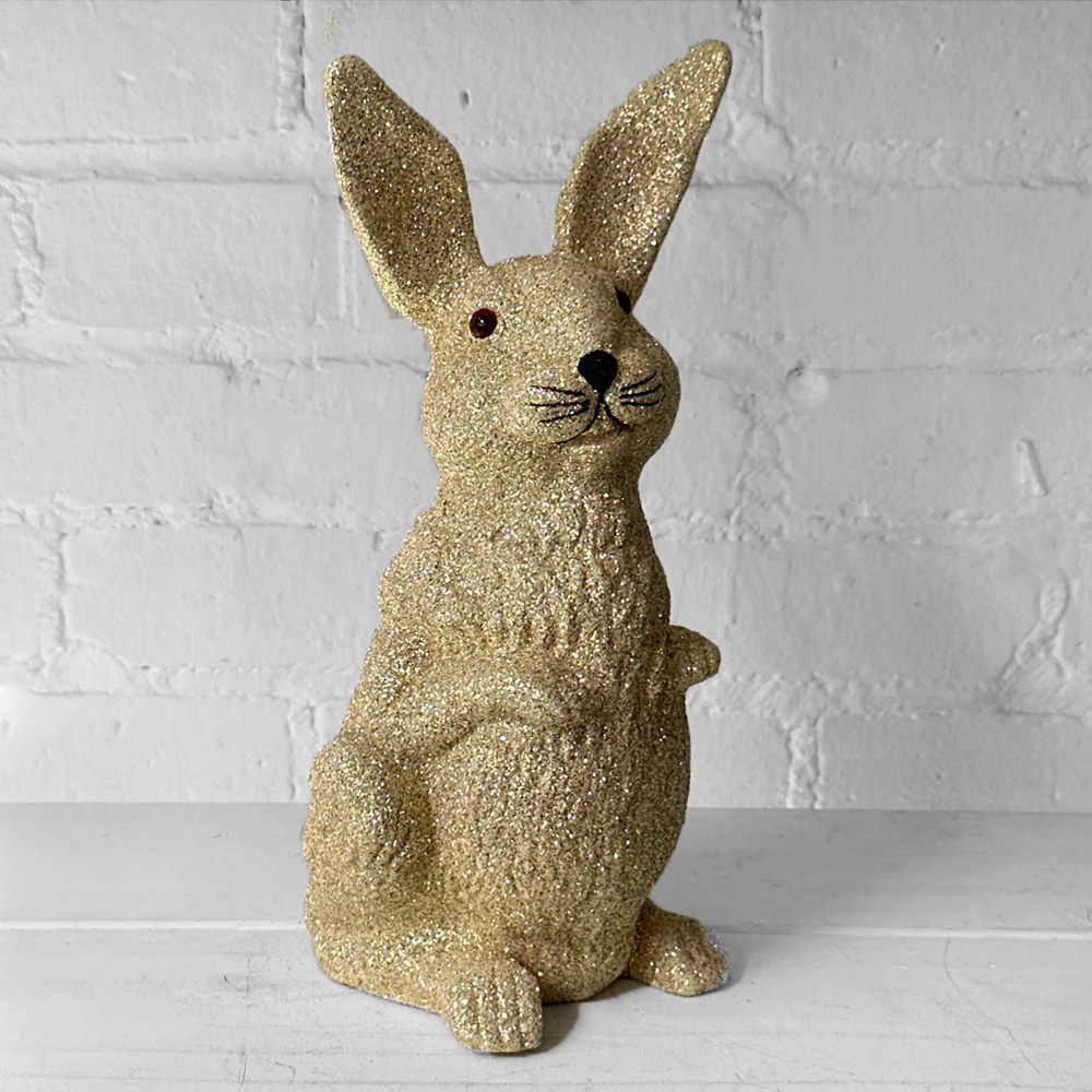 Ino Schaller Large Standing Glitter Bunny in Gold
