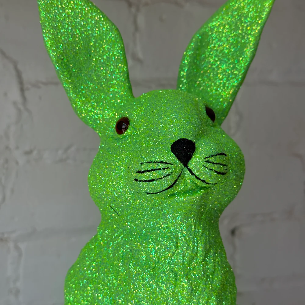 Ino Schaller Large Standing Glitter Bunny in Light Green - Image 2