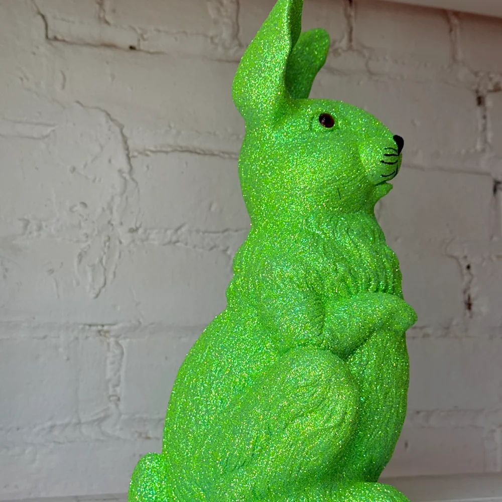 Ino Schaller Large Standing Glitter Bunny in Light Green - Image 3