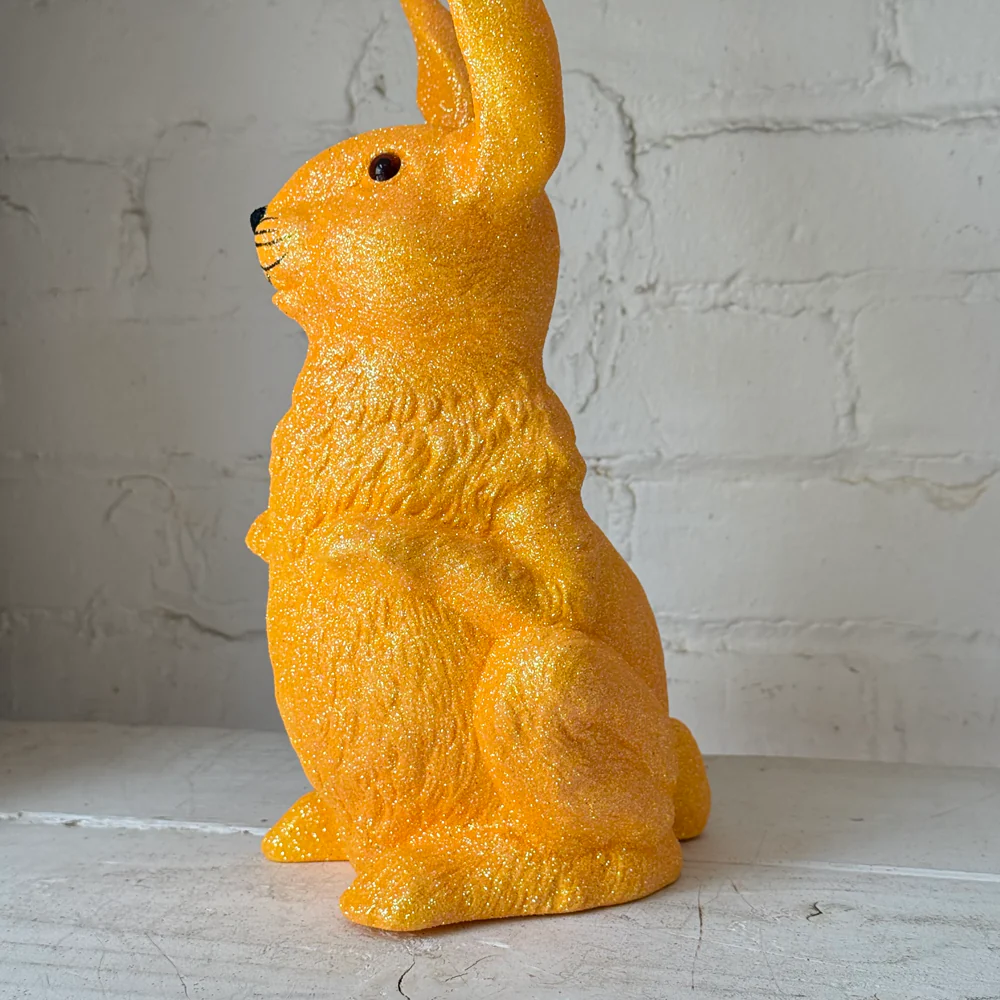 Ino Schaller Large Standing Glitter Bunny in Light Orange - Image 2