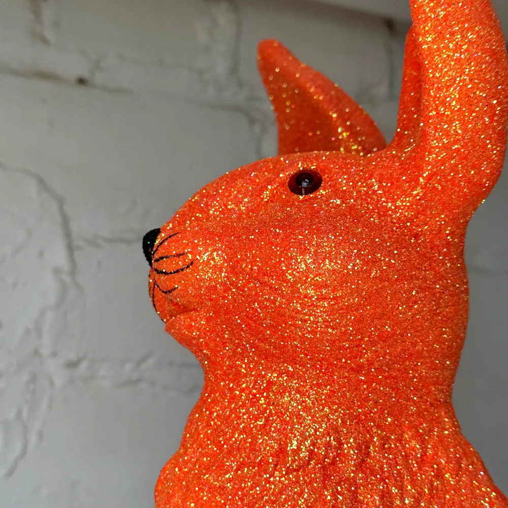 Ino Schaller Large Standing Glitter Bunny in Hot Orange - Image 2