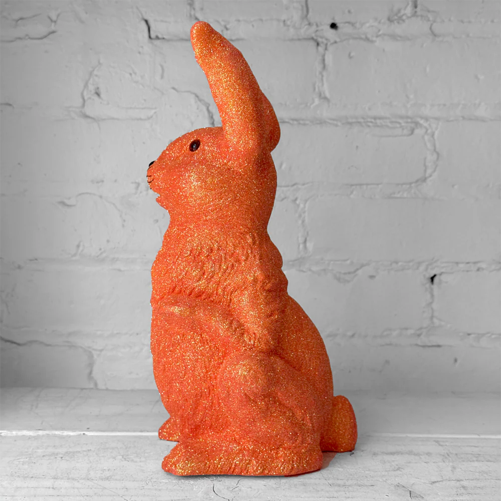 Ino Schaller Large Standing Glitter Bunny in Hot Orange - Image 3